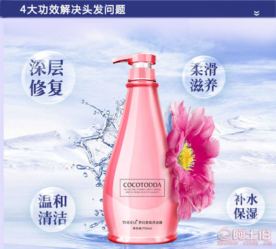 TODDA特黛750ml梦幻香氛洗发水 柔顺控油，持久留香，厂家直销正品批发